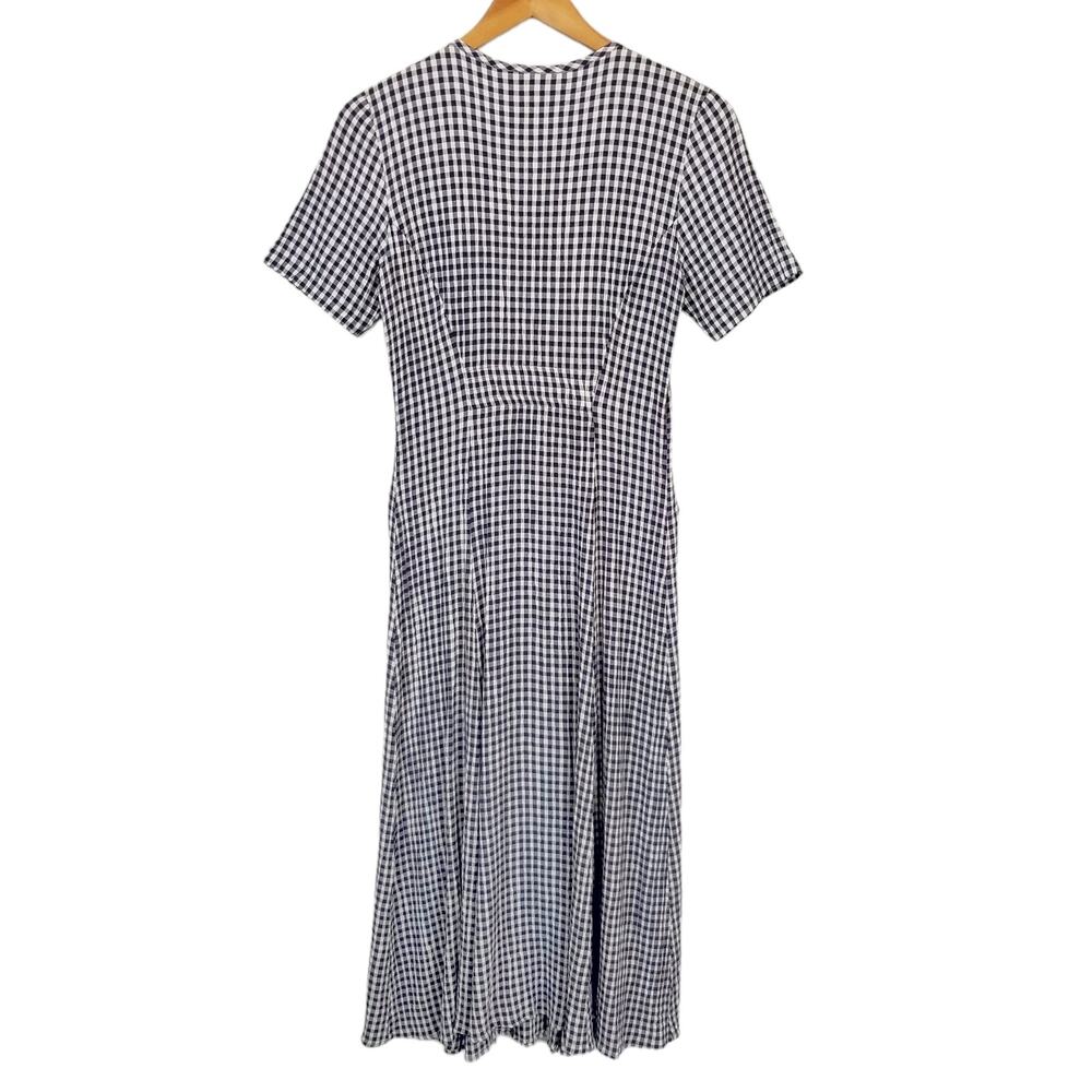 CDC Caren Desiree & Co Vintage Check Gingham Midi Dress Blue White Size 4 - Picture 2 of 6